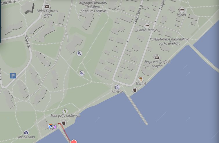 Live training map of a session in Nida with the fleet on the water